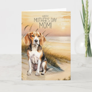 Beagle Dog Sunset Beach Mother's Day Holiday Card
