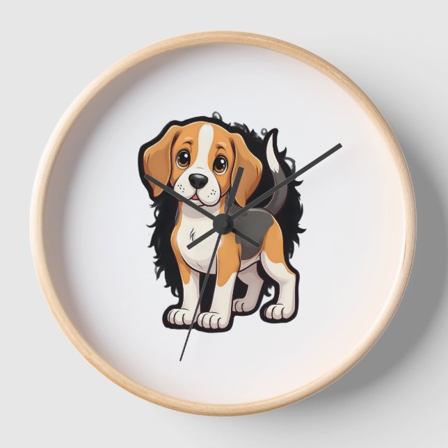 Beagle Dog T Shirt Clock (Front)
