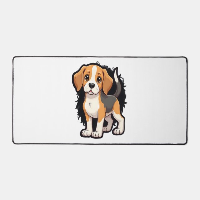 Beagle Dog T Shirt Desk Mat (Front)