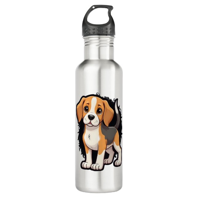 Beagle Dog T Shirt Stainless Steel Water Bottle (Front)
