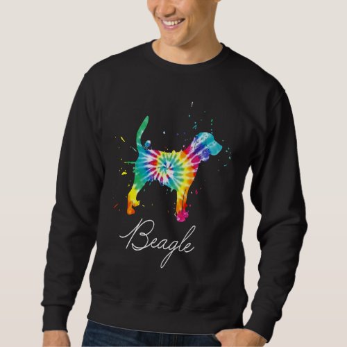 Beagle Dog Tie Dye Rainbow Dog Mom Love r Sweatshirt