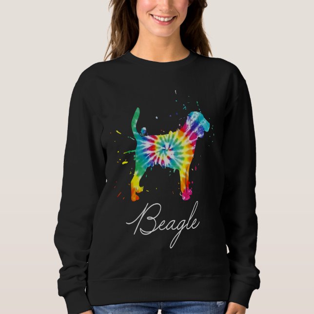 Beagle Dog Tie Dye Rainbow Dog Mom Love r Sweatshirt (Front)