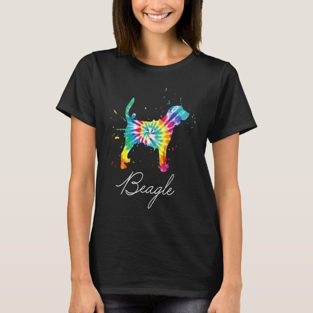 Beagle Dog Tie Dye Rainbow Dog Mom Love r T-Shirt (Front)