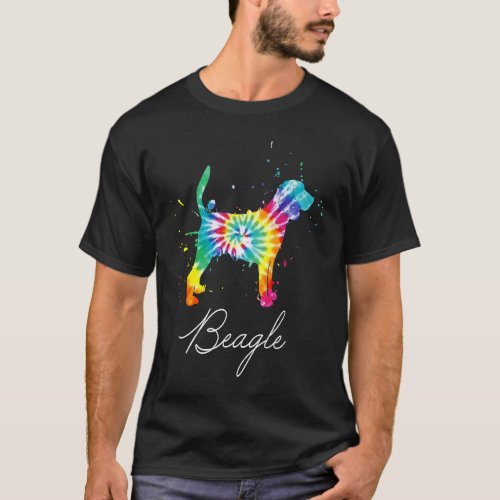 Beagle Dog Tie Dye Rainbow Dog Mom Love r T_Shirt