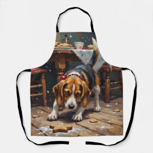 Beagle Dog Tracking Gingerbread Christmas Fun Art Apron