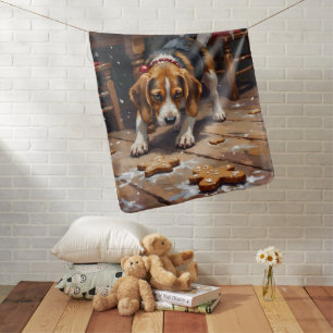 Beagle Dog Tracking Gingerbread Christmas Fun Art Baby Blanket