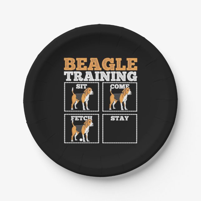 Beagle Dog Training Dog Paper Plates (Front)
