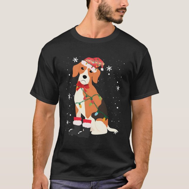 Beagle Dog Tree Xmas Mom Dad Gifts For Christmas T-Shirt (Front)