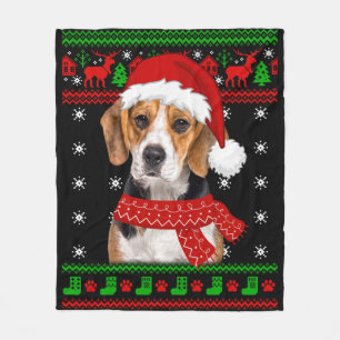 Beagle Dog Ugly Sweater Christmas Puppy Dog Lover  Fleece Blanket