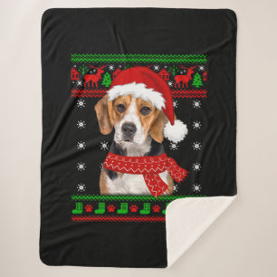 Beagle Dog Ugly Sweater Christmas Puppy Dog Lover  Sherpa Blanket