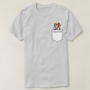 Beagle Dog Upload Your Pet Name Custom Pocket T-Shirt