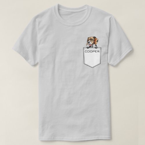 Beagle Dog Upload Your Pet Name Custom Pocket T_Shirt