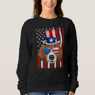 Beagle Dog Us American Flag 4th Of July Beagle  Fr Sweatshirt