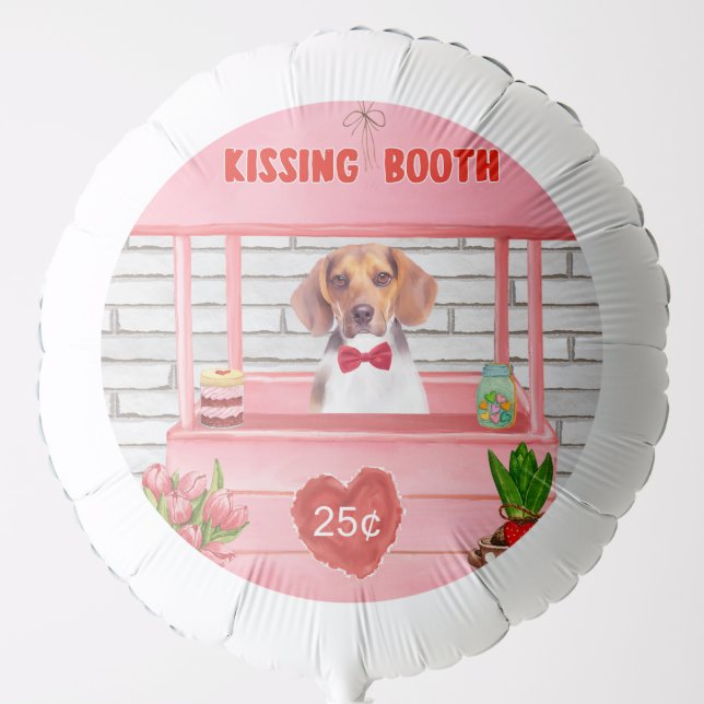Beagle Dog Valentine's Day Kissing Booth Balloon (Front)
