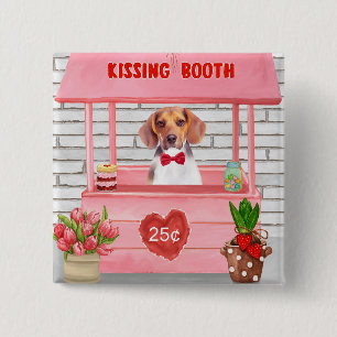 Beagle Dog Valentine's Day Kissing Booth Button