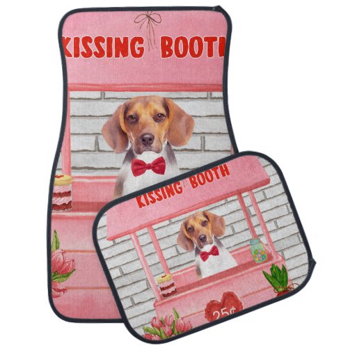 Beagle Dog Valentines Day Kissing Booth Car Floor Mat
