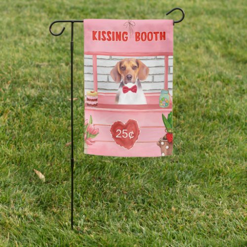 Beagle Dog Valentines Day Kissing Booth Garden Flag