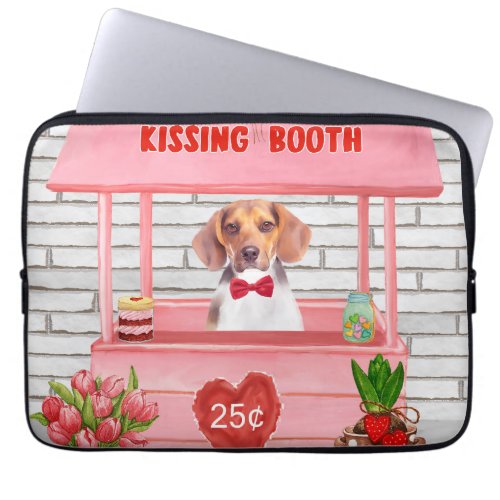 Beagle Dog Valentines Day Kissing Booth Laptop Sleeve