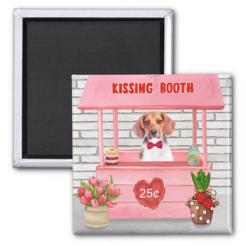 Beagle Dog Valentines Day Kissing Booth Magnet