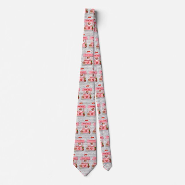 Beagle Dog Valentine's Day Kissing Booth Neck Tie (Front)