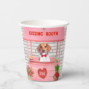 Beagle Dog Valentine's Day Kissing Booth Paper Cups