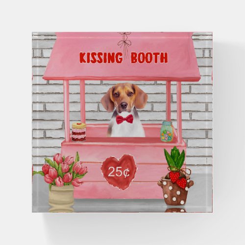 Beagle Dog Valentines Day Kissing Booth Paperweight