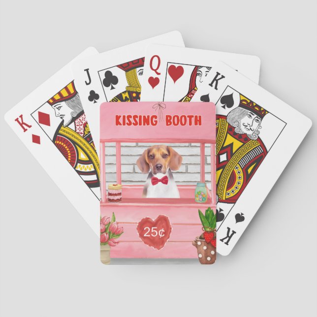 Beagle Dog Valentine's Day Kissing Booth Poker Cards (Back)