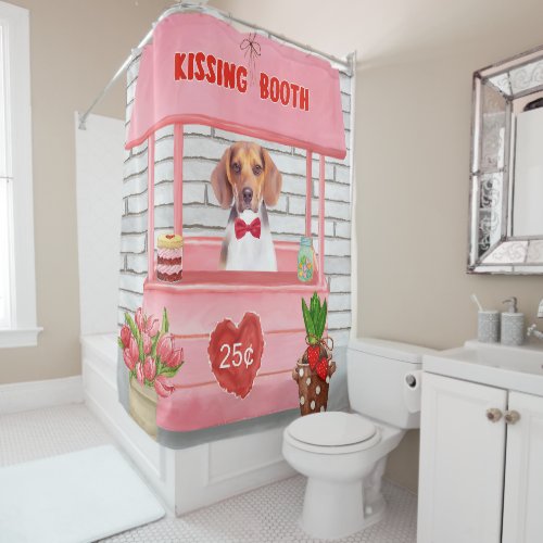 Beagle Dog Valentines Day Kissing Booth Shower Curtain
