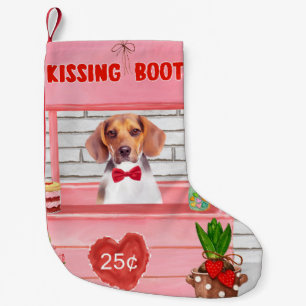 Beagle Dog Valentine's Day Kissing Booth Small Christmas Stocking