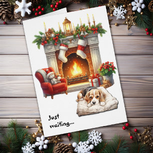 Beagle Dog Waiting for Christmas Cards