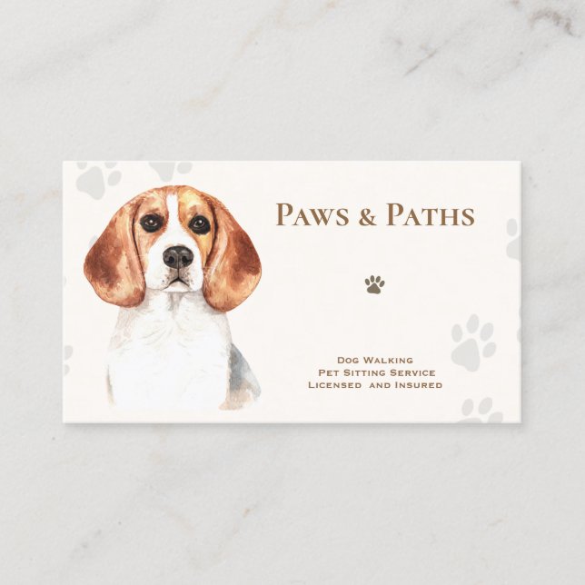 Beagle Dog Walker Pet Sitting    Business Card (Front)