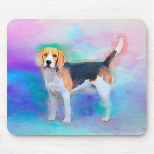 Beagle dog watercolor art painting mouse pad