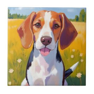 Beagle Dog Watercolor Pet Painting Ceramic Tile