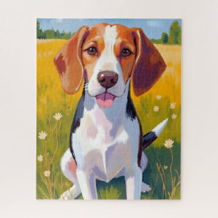 Beagle Dog Watercolor Pet Painting Jigsaw Puzzle