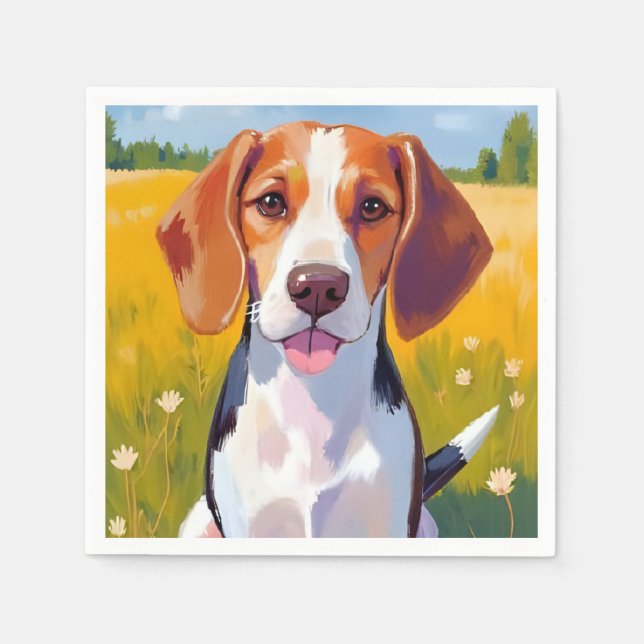 Beagle Dog Watercolor Pet Painting Napkins (Front)