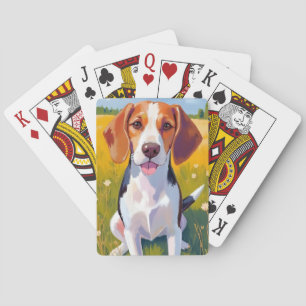 Beagle Dog Watercolor Pet Painting Poker Cards