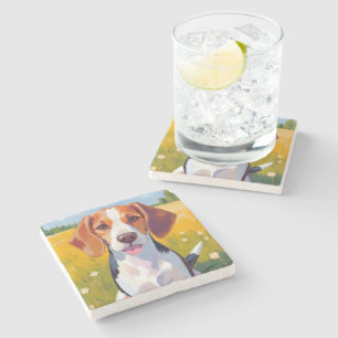 Beagle Dog Watercolor Pet Painting Stone Coaster