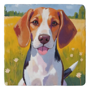 Beagle Dog Watercolor Pet Painting Trivet