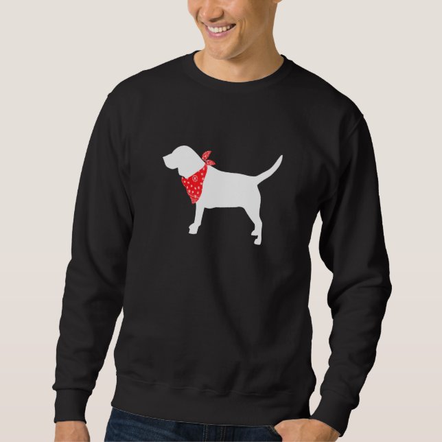 Beagle Dog Wearing Red Bandana Sweatshirt (Front)