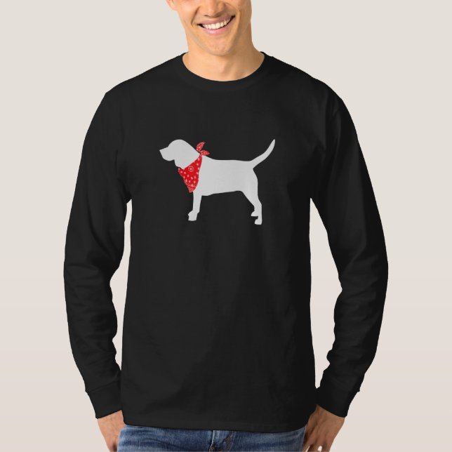 Beagle Dog Wearing Red Bandana T-Shirt (Front)