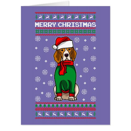 Beagle Dog Wearing Santa Hat And Sweater Ugly Chri Card