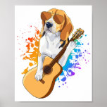 Beagle Dog Wearing Sunglasses Playing Guitar Poster<br><div class="desc">Beagle Dog Wearing Sunglasses Playing Acoustic Guitar Cool Musician Guitarist Family design Gift Value Poster Paper (Matte) Classic Collection.</div>