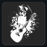 Beagle Dog Wearing Sunglasses Playing Guitar Square Sticker<br><div class="desc">Beagle Dog Wearing Sunglasses Playing Acoustic Guitar Cool Musician Guitarist Family design Gift Square Sticker Classic Collection.</div>