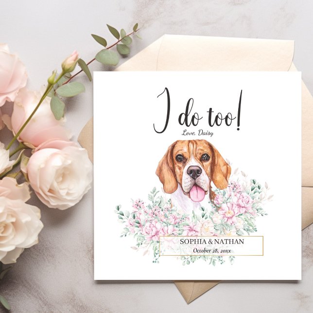 Beagle Dog Wedding Cocktail Napkins (Creator Uploaded)