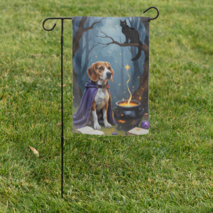 Beagle Dog Whimsical Halloween Painting Garden Flag