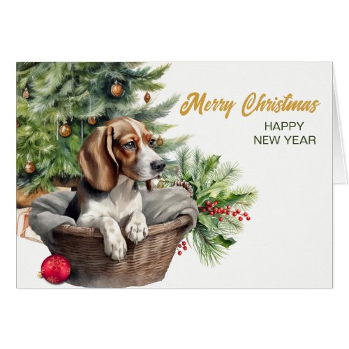 Beagle Dog Wicker Basket Christmas Tree