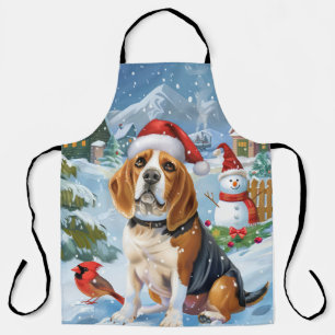 Beagle Dog Winter Wonderland Christmas Joy Apron