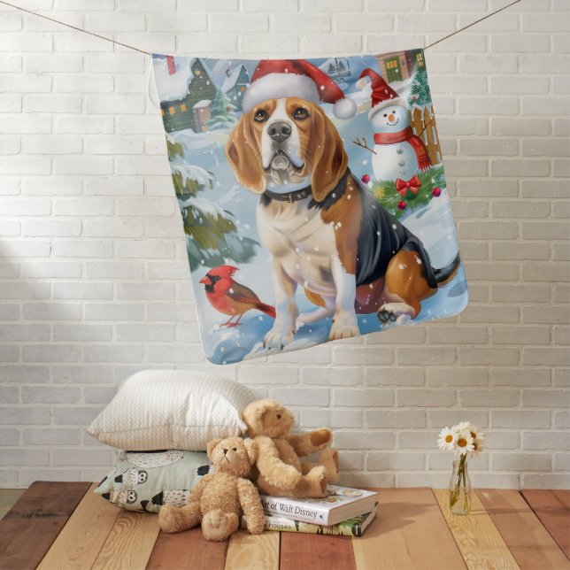 Beagle Dog Winter Wonderland Christmas Joy Baby Blanket (In Situ)