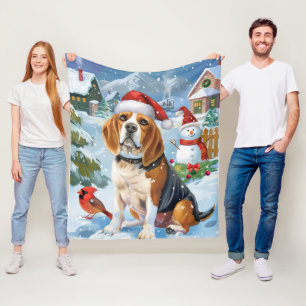 Beagle Dog Winter Wonderland Christmas Joy Fleece Blanket