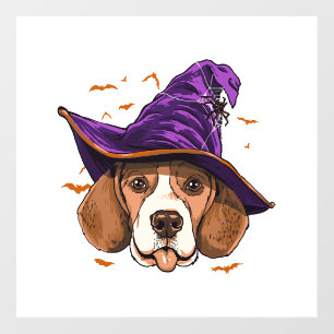 Beagle Dog Witch Funny Halloween Dog Lover Wall Decal
